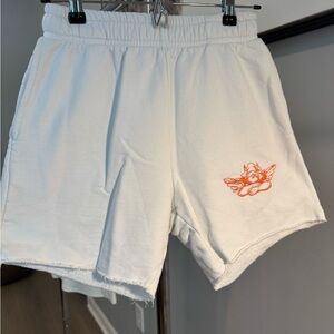 Boys lie White Shorts with Orange Embroidery